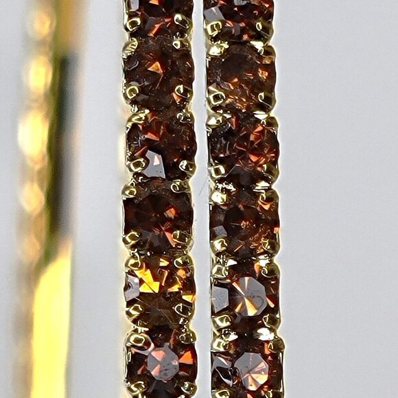 Double Hoop Earrings with Crystals - Picture 2 of 7